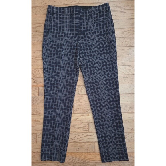 Theory Testra Plaid Black Pattern Knit Pants Trousers Size 4 Style# 1076202R - Picture 1 of 5